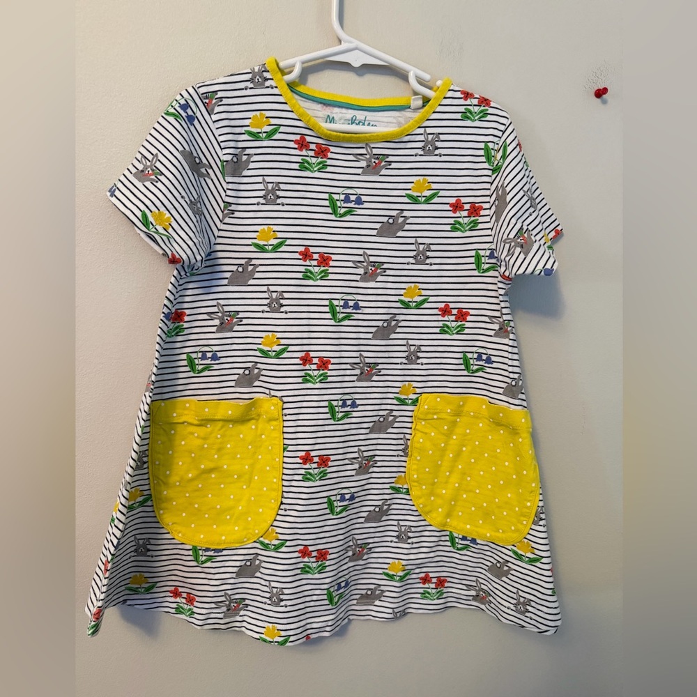 Mini Boden Striped Floral and Bunny Tunic